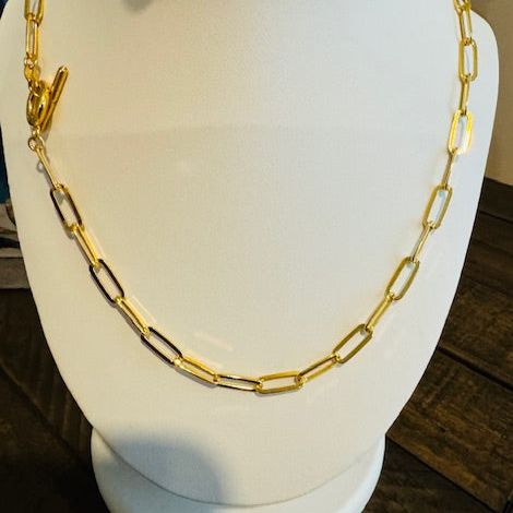 Paper Clip Gold Necklace